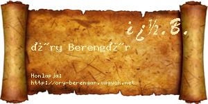 Őry Berengár névjegykártya